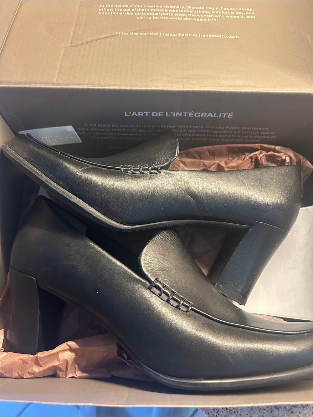 Franco Sarto Women’s black heels L Nolan Style New in box Sz 7W comfy